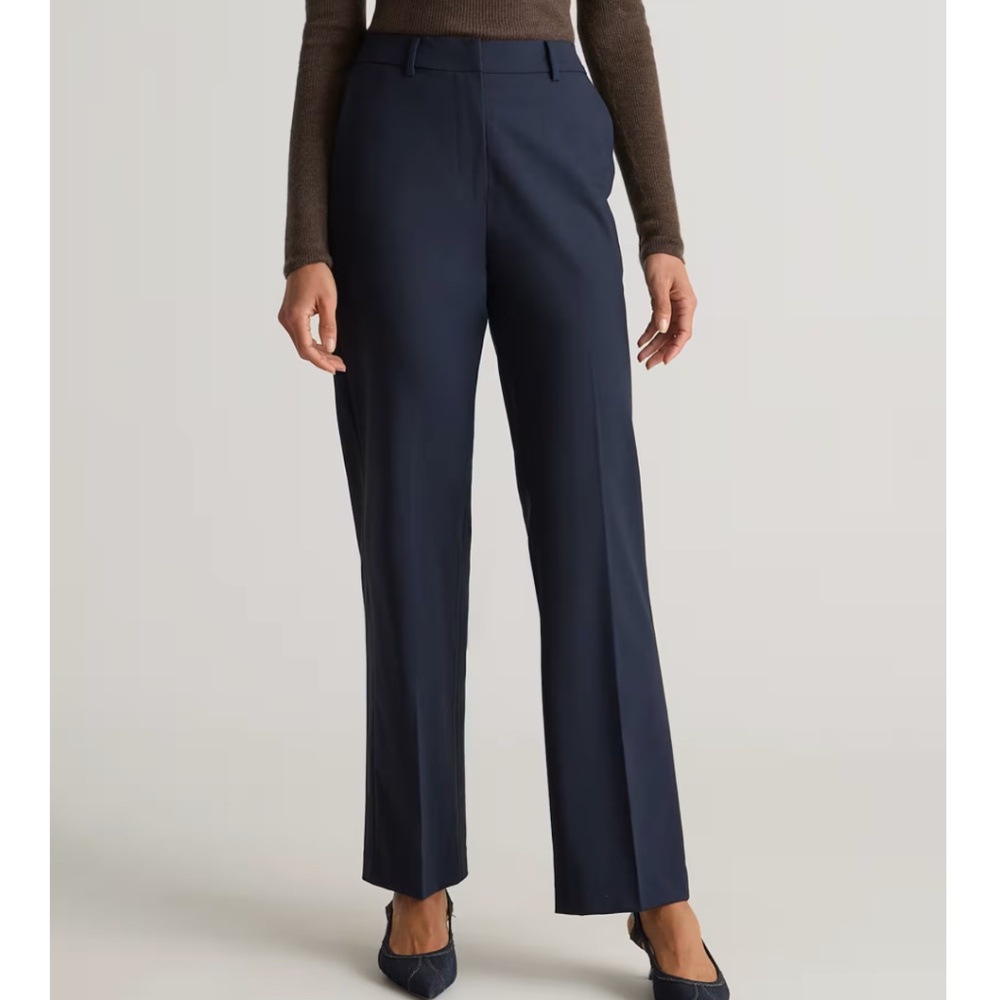 Quince Italian Wool Straight Leg Pants, Navy, Size 12
